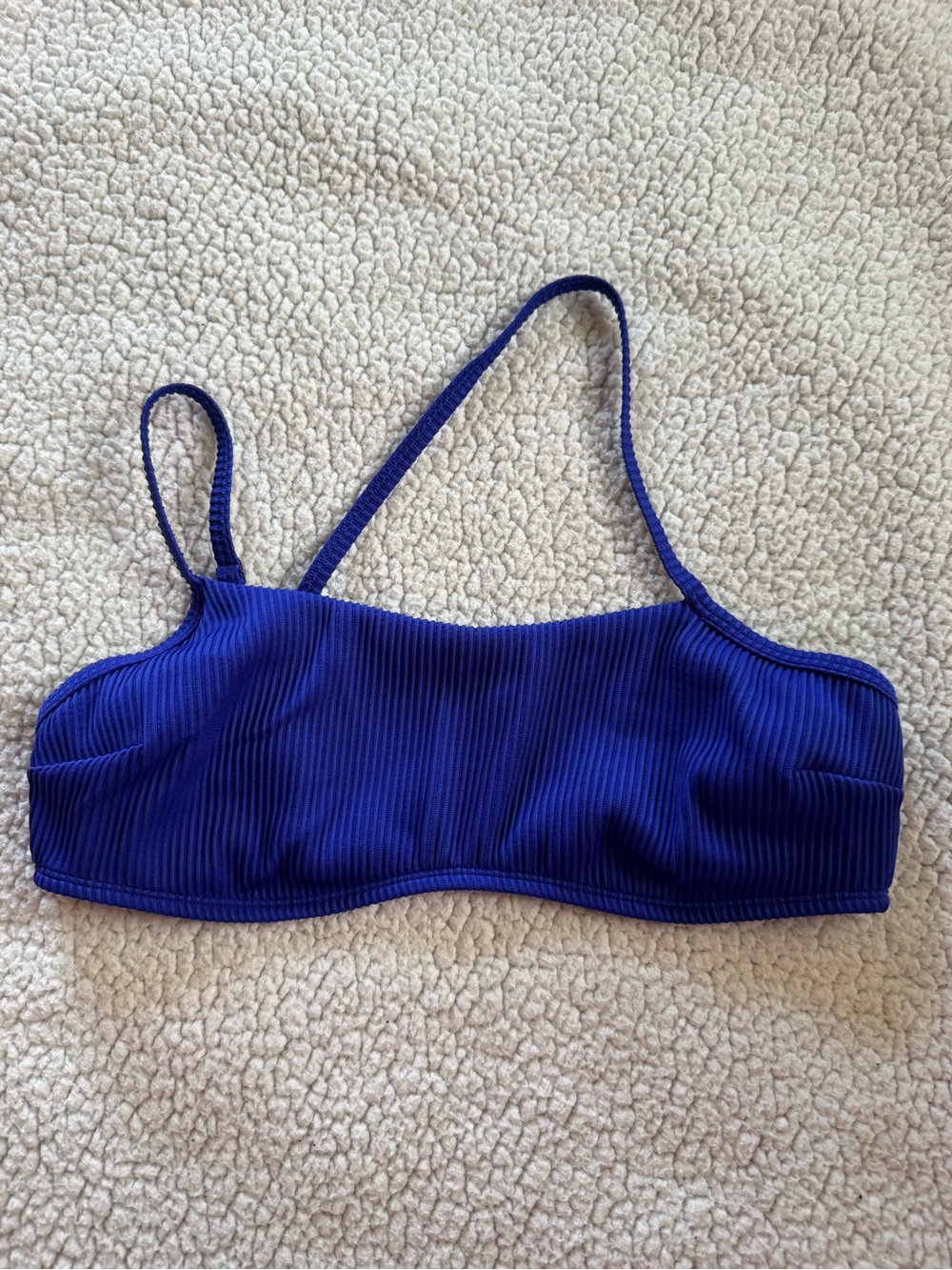 Hollister Royal Blue Ribbed Asymmetrical Strap Bikini Top